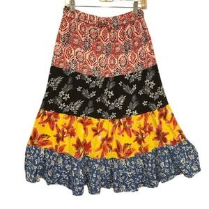 Jackpot Vintage Skirt‎ Cottagecore Y2K Festival Mixed Print Coastal Boho